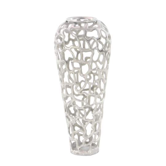 25" Silver Aluminum Contemporary Vase